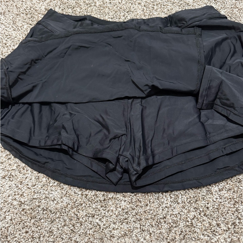Aqua Eve - Women's Black Swim Mini Skirt/Short - Sleek Swim Skort - Size Large - Picture 2 of 5